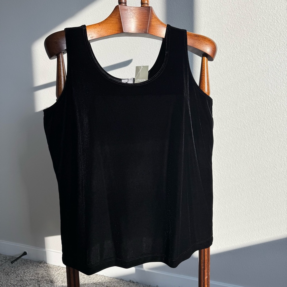 NWT Chico’s Travelers Black Travel Knit Tank Top Size 2 L XL Wrinkle Resistant